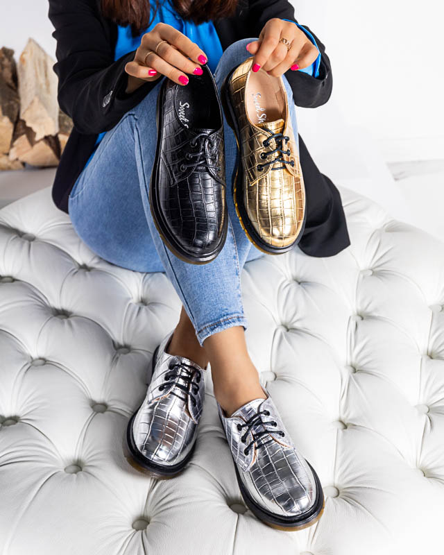 Туфли женские золотые с тиснением Seniri - Обувь