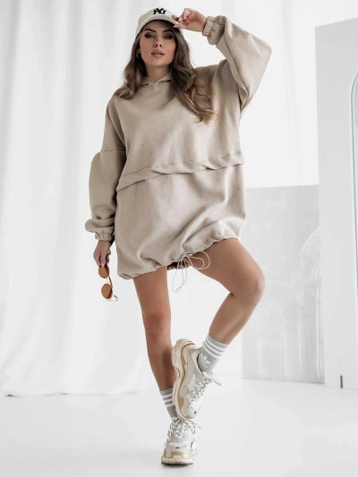 Royalfashion Moterų medvilninė mini suknelė su kapisonu