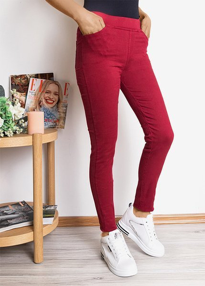 Damskie tregginsy w kolorze bordowym - Odzież