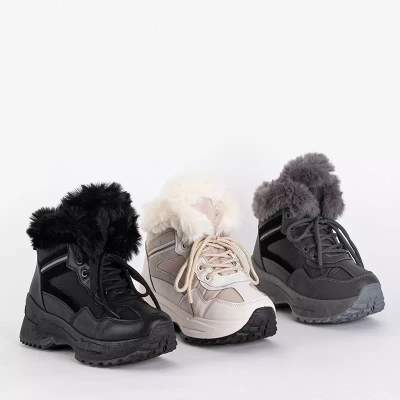 Женские зимние сапоги OUTLET Eco leather кремовые Qert- Обувь