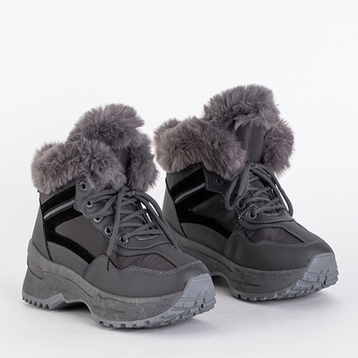 Серые женские утепленные ботинки Qert