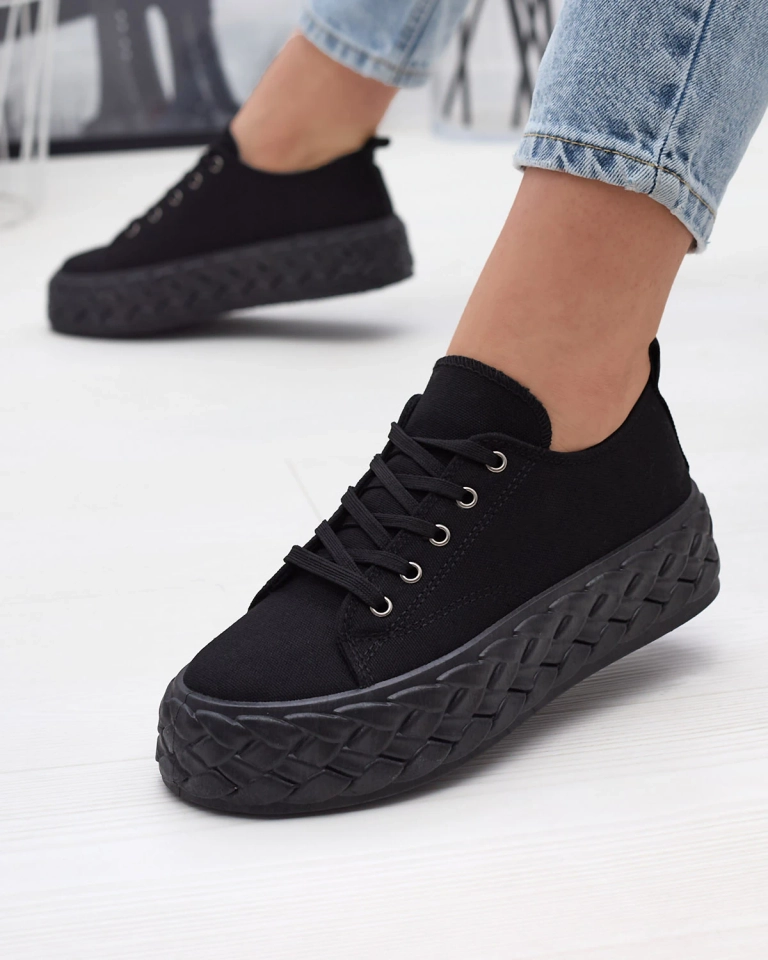 Спортивные кроссовки на платформе черного цвета Saddol- Footwear