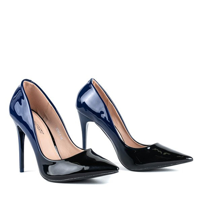 Granatowo - czarne czółenka na szpilce Makadamia - Obuwie