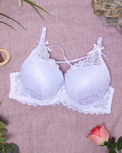 Женский бюстгальтер с кружевом белого цвета - Нижнее белье