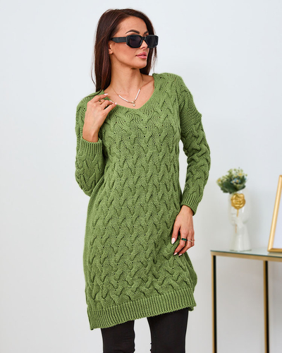 Royalfashion Зеленое женское платье-свитер