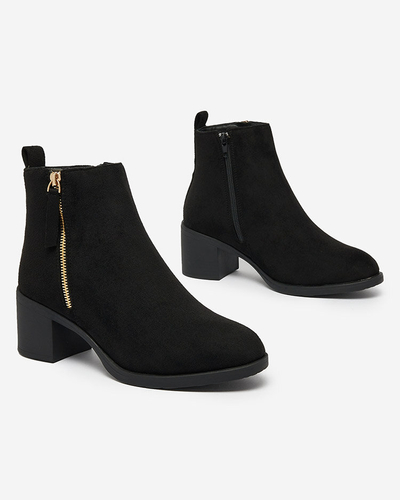 Royalfashion Черные женские сапоги на низкой шпильке из экозамши Rejerry