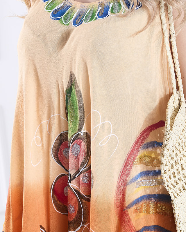 Оранжевая женская цветочная юбка а'ля платье - Одежда