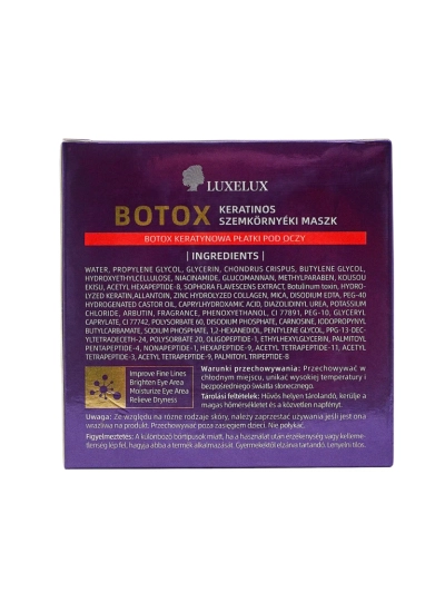 Luxelux Botox priešraukšlinė akių kaukė, akių pleistrai, 60 vnt.