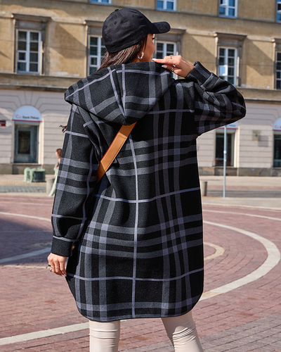 Royalfashion Juodi moteriški languoti marškinių tipo paltai