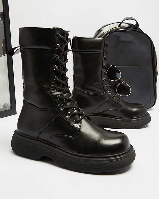 Черные женские сапоги на шнуровке Ferisis - Обувь