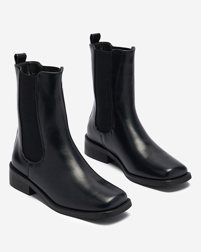 Высокие женские сапоги с квадратным носком черного цвета Sudis- Footwear