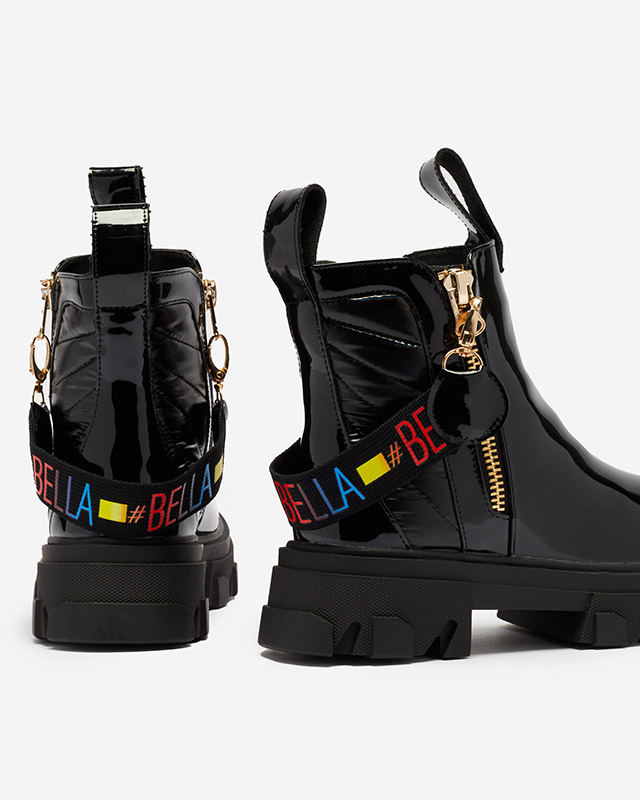 Moteriški juodi lakuoti batai Osallu - Avalynė