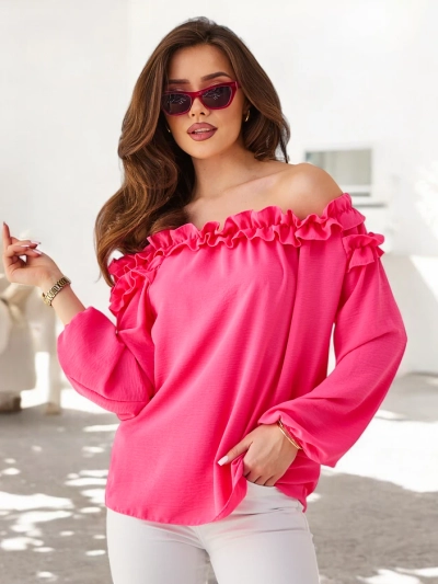 Royalfashion Женская блузка с открытыми плечами и рюшами