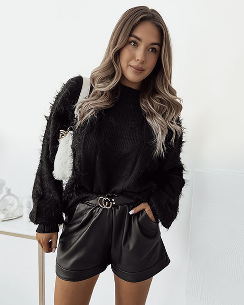 "Royalfashion" Juodas moteriškas megztinis lovatiesė