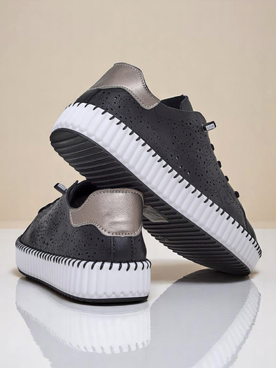 Royalfashion Women's Luna Lace Cutout Sneakers