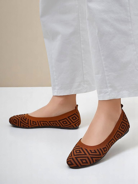 Royalfashion moteriški audinio baleto bateliai su geometriniu raštu Metrika