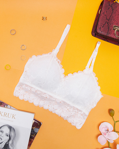 Balta bralette liemenėlė su nėriniais - Apatiniai drabužiai