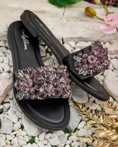 "Royalfashion" Moteriškos "Loberra" šlepetės su akmenukais