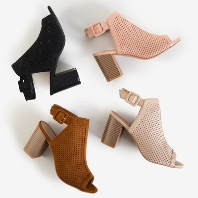 Rudos moteriškos ažūrinės basutės ant „Zira“ stulpo - batai