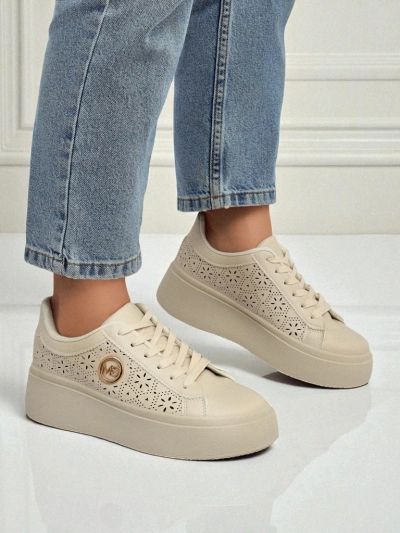 Aurelia Бежевые Кроссовки Платформа Royalfashion Экокожа