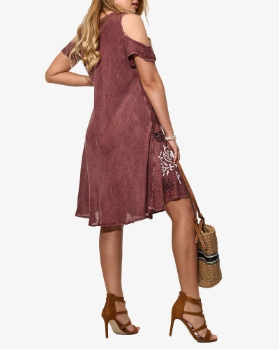 Коричневое женское пляжное платье-покрывало с принтом - Одежда