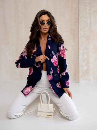 Женский блейзер Royalfashion без застежки с цветами розы