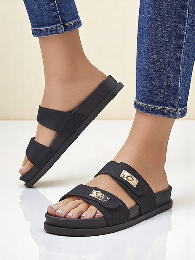 Royalfashion moterų šlepetės su dekoratyvinėmis sagtimis Costes