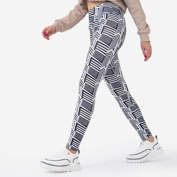 Raštuoti moteriški juodai balti antblauzdžiai aukštu liemeniu - Drabužiai