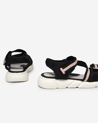 Juodos ir rožinės spalvos vaikiškos basutės užsegamos Velcro Modis - Shoes