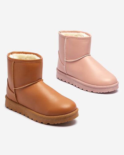 Женские утепленные снегоступы из экокожи розового цвета Defasca- Footwear