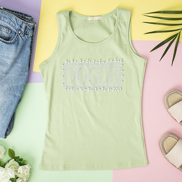 Žalia moteriška viršutinė dalis su kubiniu cirkonio dioksidu - Drabužiai