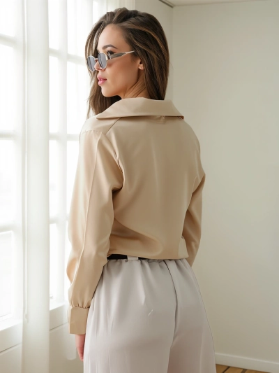 Royalfashion Женская рубашка с атласным эффектом