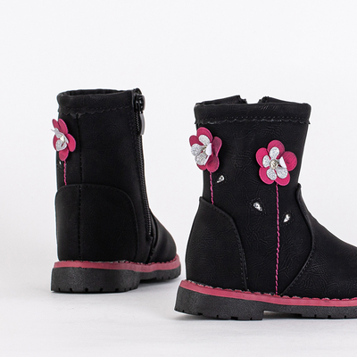 Черные детские сапожки с украшением Amimi
