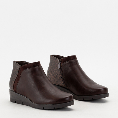 Коричневые женские ботильоны на танкетке Flyvi