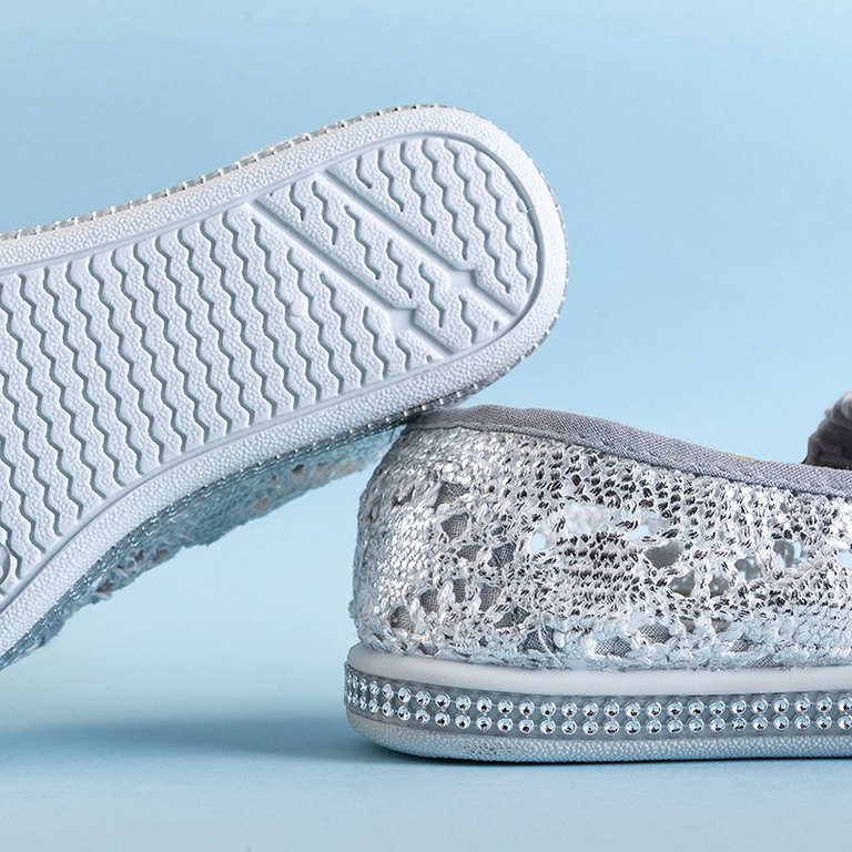 Серые детские слипоны с серебристым покрытием Ozana