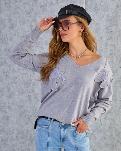 Royalfashion Тонкий женский свитер с цветами