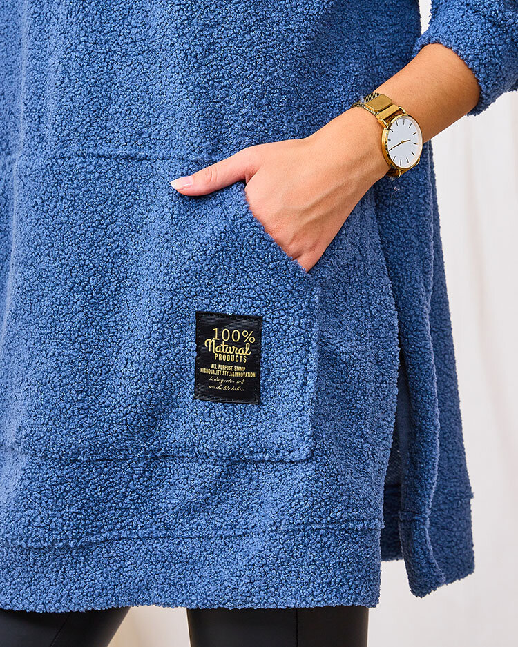 Royalfashion Зеленый длинный женский свитер с капюшоном