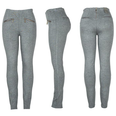 Jasnoszare spodnie z wysokim stanem - Spodnie