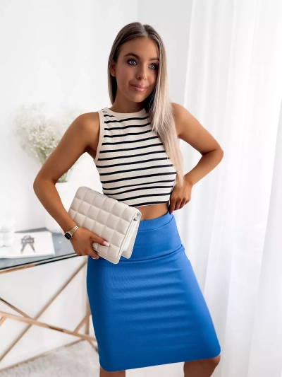 Женская ребристая юбка-карандаш кобальтового цвета - Одежда