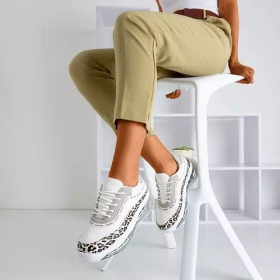 Białe buty sportowe w panterkę Gromin - Obuwie