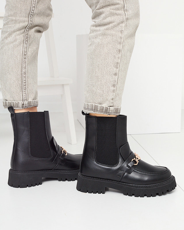 Juodi moteriški eko odos izoliuoti batai su Fera dekoracija - Avalynė