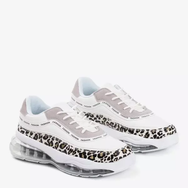 Białe buty sportowe w panterkę Gromin - Obuwie