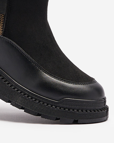 Черные женские сапоги на плоском каблуке Mefina- Footwear