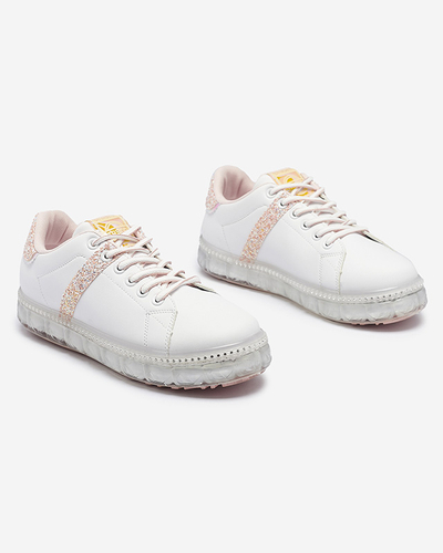 Женские спортивные кроссовки белого цвета с розовыми вставками Asxa- Footwear