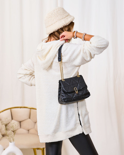 Royalfashion Кремовый длинный женский свитер с капюшоном