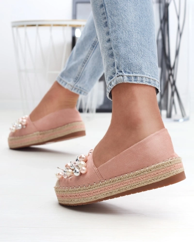Rožinės spalvos moteriškos espadrilės Feyla- Avalynė