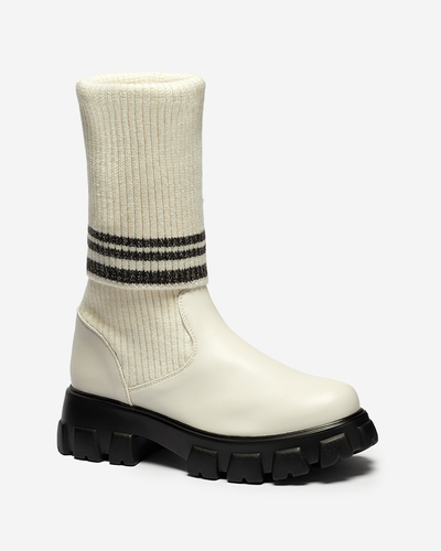 Женские высокие ботинки-слипы цвета экрю Alerpi- Footwear