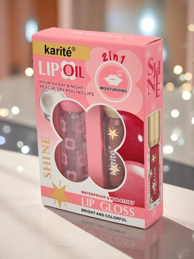 Glitter Lip Gloss and Clear Lip Gloss 2in1 Soft Blush
