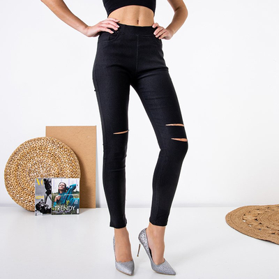 Juodi moteriški tegingai su iškirpimais - Apranga