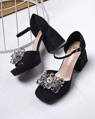 Черные женские сандалии на толстой подошве с кристаллами Celidi - Обувь